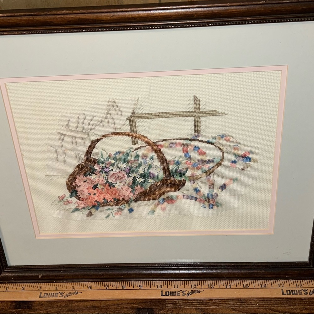 Vintage Wedding Ring Boutique Cross Stitch Needlepoint Framed Art - Picture 7 of 10